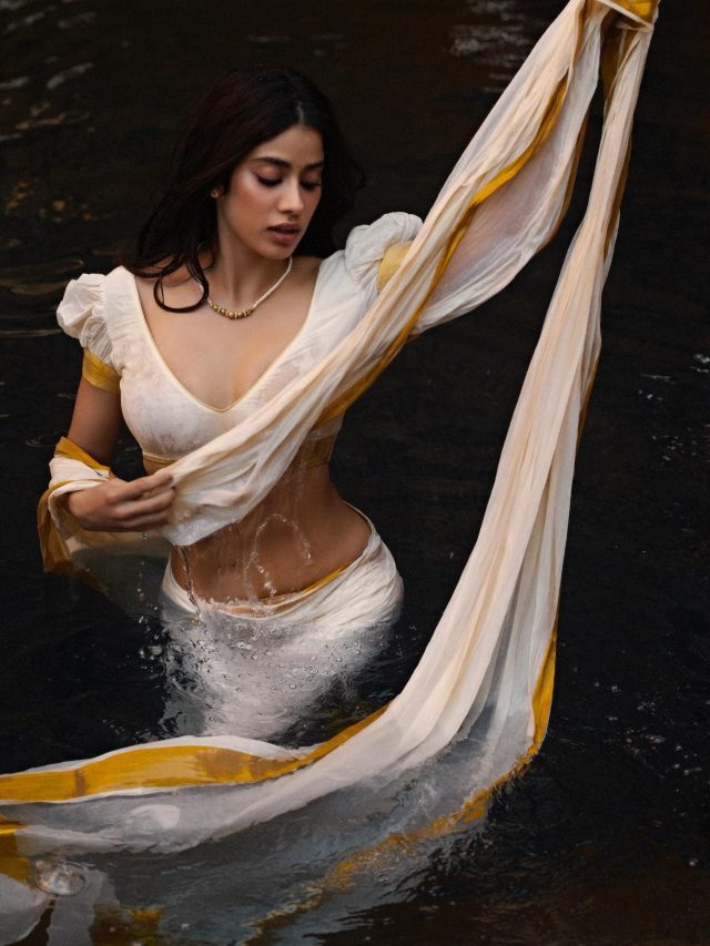 janhvi got her bold photoshoot done by getting drenched in water