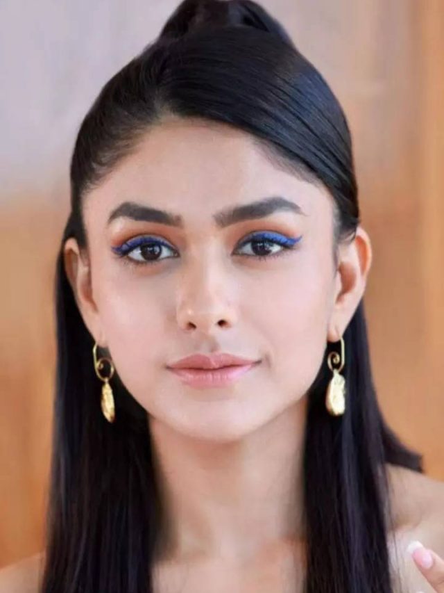 Mrunal Thakur has a fashionable and Modern hairstyle.